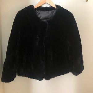 Black faux fur jacket. Size small/medium.